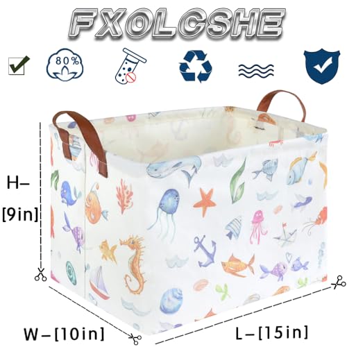 Rectangle Fish Basket,Ocean Animals Waterproof Kids foldable Laundry Basket,Nursery Hamper,Boys and Girls Hamper,kids Room decor, kids toy organizer,Gift basket(Ocean Animals) - color: Ocean Animals
