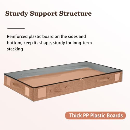 combocube 2 Pack Under Bed Storage Containers, 4.5" Low Profile Underbed Storage Bins with Sturdy Support, Stackable Space Saving Organizer with 4 Handles & Label Windows for Shoes Clothes Blankets - color: 2 Pack, size: 4.5"