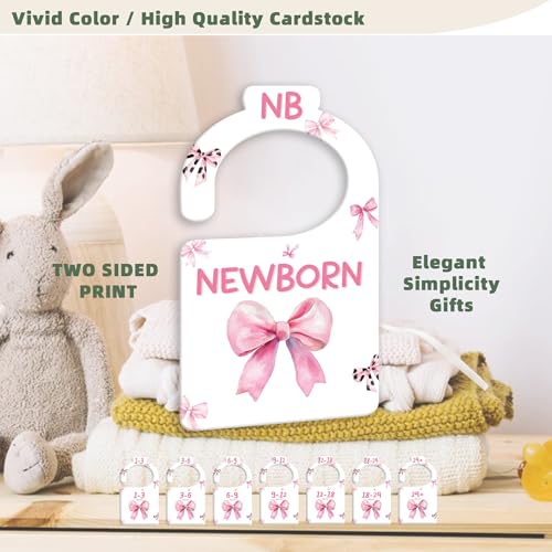 JMOST Pink Bows Baby Closet Dividers for Nursery Closet Organizer, Newborn to 24 Months Size Clothes, Hangers with Size Dividers, Double Sided - color: Watercolor Pink