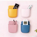 1Pcs Multi-Purpose Adhesive Wall Mounted Storage Box No-Drill Plastic Organizer for Remote Control Phone and Small Items Compact Space Saving Design(Pink) - color: Pink