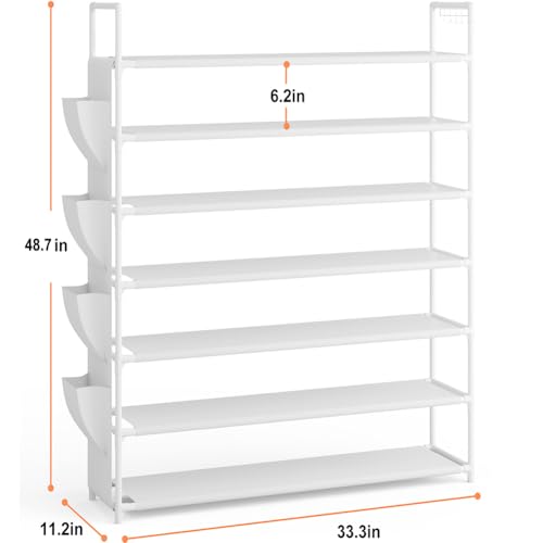OYREL Shoe Rack 7 Tier Shoe Organizer Shoe Storage 28-35Pairs Shoe Rack for Closet Shoe Rack Organizer Entryway Shoe Holder Space Saving Shoe Shelf Shoe Stand Large Tall Shoe Tower Garage - color: White, size: 7 Tier