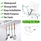 JINSHUNFA Adhesive Wall Hooks 13LB Heavy Duty No Drill Transparent Waterproof Hooks for Bathroom Kitchen Towel Coat 8 Pack - size: 8 Medium hooks