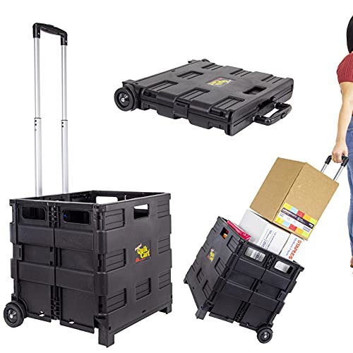 dbest products Quik Cart without Lid Travel Portable Mobile Storage Collapsible Handcart Rolling Utility Heavy Duty, Black - color: Black, style: Topless