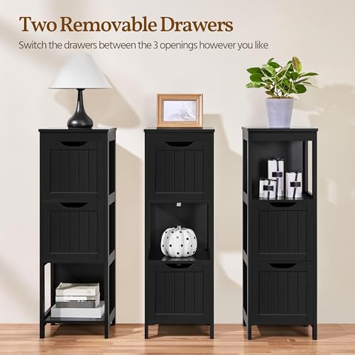 Yaheetech Bathroom Storage Cabinet, Small Floor Cabinet with 2 Removable Drawers, Slim Storage Organizer Rack Stand for Bathroom/Kitchen/Corner/Small Space,Black - color: Black, size: 35"H