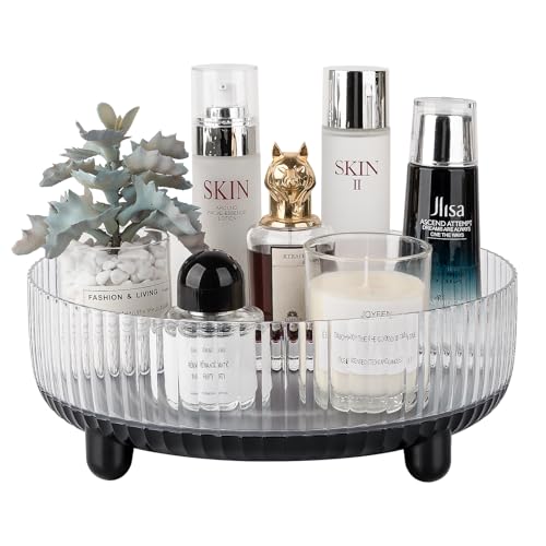 Anyoifax 360 Rotating Makeup Organizer Perfume Tray Skincare Holder Spinning Cosmetic Storage Bathroom Countertop Organizer Lazy Susan Turntable for Dresser, Vanity, Kitchen, Large Black - color: Black, size: 11"