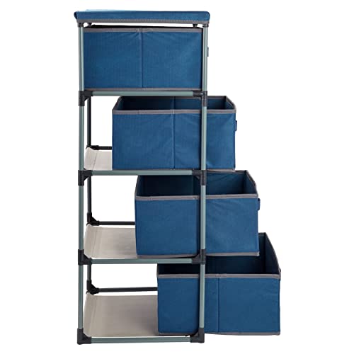 Juvale 4-Tier Tall Dresser with Drawers - 16.5 x 13 x 33 in, Navy Blue - Fabric Storage Drawers & Closet Organizer - Kids Dresser & Bedroom Storage - color: Navy Blue