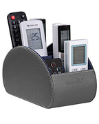 BONNY DODO Remote Control Holders Organizer Box with 5 Compartment PU Leather Multi-functional Office Desk Storage Caddy Store (Grey) - color: Grey