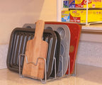 Simple Houseware 2PK Kitchen Cabinet Pan and Pot Lid Organizer Rack, Total 6 Compartments, Silver - color: Silver