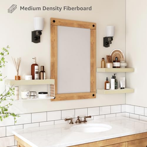 QEEIG Bathroom Shelves Over Toilet - Wall Mounted Floating Shelves Toilet Paper Storage Small Farmhouse Decor Shelf 16 inch Set of 3, Natural (019-BNW3) - color: E. Natural, size: 3pcs