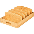 Umilife Extra Large Kitchen Cabinet & Drawer Organizer, Bamboo Lid Holder with 5 Tall Adjustable Dividers, Pantry Organization and Storage for Food Container Lid - size: Extra Large