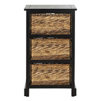 SAFAVIEH Home Collection – Halle Distressed Black Storage Side Table with Wicker Baskets, Farmhouse Accent Storage, Fully Assembled (AMH5738A) - color: Distressed Black
