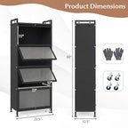 Giantex 5-Tier Kitchen Storage Cabinet, Mobile Microwave Stand with Flip-up PC Doors, Freestanding Kitchen Bakers Rack with 4 Rolling Casters, for Dining Room, Living Room and Study, Black - color: Black