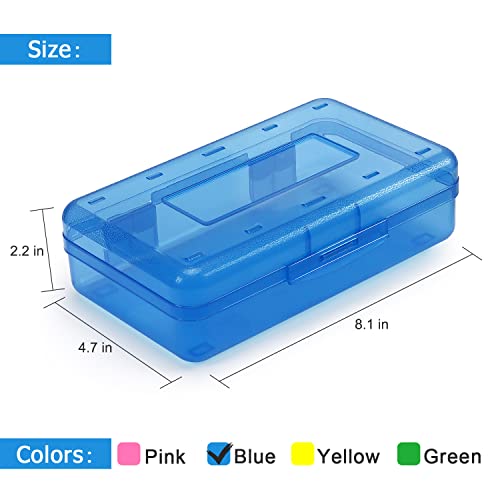 Tamaki 1 Pack Plastic Pencil Box Large Capacity Pencil Boxes Clear Boxes with Snap-tight Lid Stackable Design and Stylish Office Supplies Storage Organizer Box, Blue - color: Blue