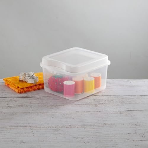 Sterilite 12-Pack FlipTop Stackable Square Small Storage Bin with Hinging Lid, Clear - size: 1.5 Cubic Feet, style: 12 Pack