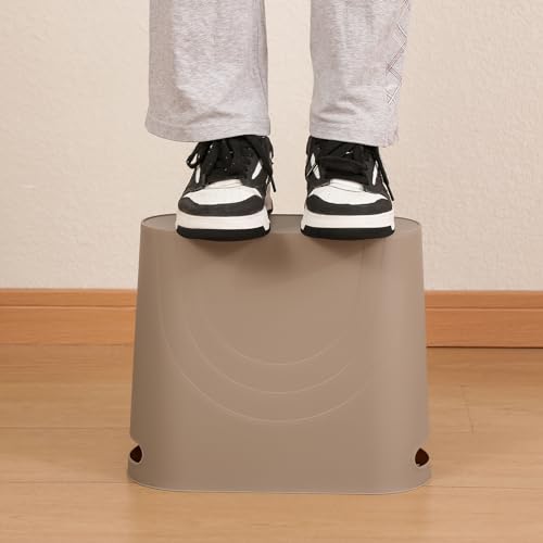 rejomiik Small Trash Can, 3.5 Gallon Slim Garbage Can Plastic Waste Basket with Handles Container Bin for Narrow Spaces Bathroom, Bedroom, Kitchen, Office at Home, Khaki - color: Khaki, size: 1 pack