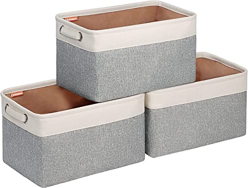 Kntiwiwo Foldable Storage Bin Collapsible Fabric Storage Basket Cube with Durable Handles Closet Organizer Bins for Organizing Shelves Drawers, Set of 3, 15" x 10" x 9.5", Grey - color: Grey, size: 15" x 10" x 9.5"