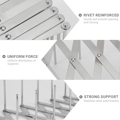 JINGIHE Pots and Pans Organizer, Adjustable Kitchen Cabinet Pantry Organization Storage Rack, Expandable Stainless Steel Holder for Pot Lid Cutting Board Bakeware Dishes Cookware （7-tier）