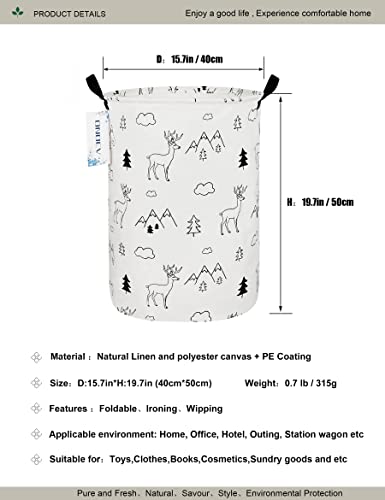 Round Fabric Storage Bin,Decorative Basket,Organizer Basket with Handles,for Clothes Storage,books and sundries(Forest deer), 19.7inch(H) x 15.7inch(D) - color: Forest deer