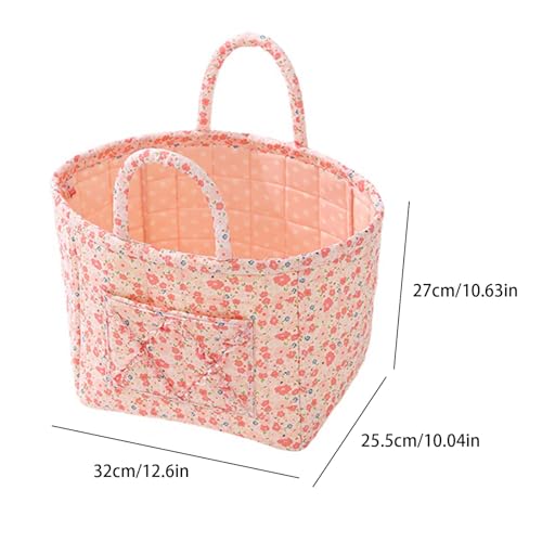 Floral Fabric Storage Basket Car Interior Storage Basket Underwear Sundries Laundry Baskets Supplies Home Organizer Bag (Cute floral) - color: Cute floral