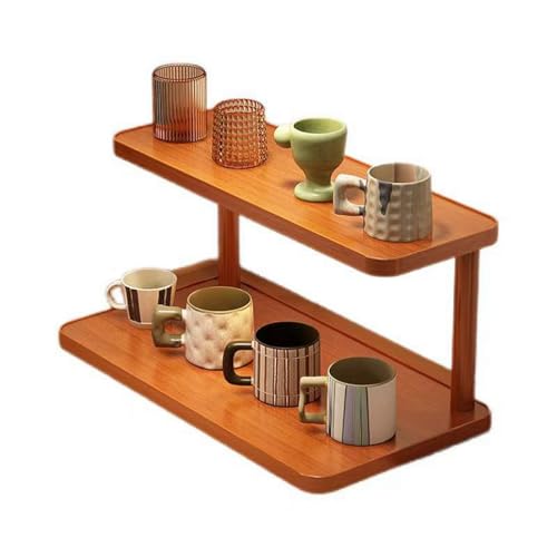 Wood 2-Tier Wooden Spice Rack for Cabinet ，cup shelf organizer kitchen，Kitchen Counter Shelf for Tea Coffee Bar Accessories,Matcha Stand, Cup Display, Condiment Storage Rack