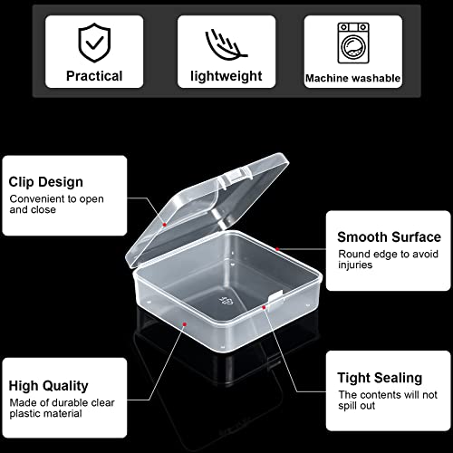 SATINIOR 100 Pcs Clear Plastic Beads Storage Containers Box Small Clear Boxes with Hinged Lid Plastic Case Mini Square Arts Crafts Storage Organizers for Small Items(3.3 x 3.3 x 1.1 Inch) - size: 3.3 X 3.3 X 1.1 Inch