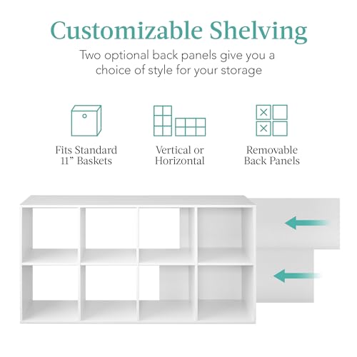 Best Choice Products 8-Cube Storage Organizer, 11in Shelf Opening, Bookcase, Display Shelf, Customizable w/ 3 Removable Back Panels – White - color: White, size: 8-Cube, 11in Shelf Opening