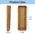 Rattan Bathroom Tray Countertop, Wicker Toilet Tank Basket, Decorative Bathroom Vanity Tray for Decor Coffee Table - size: 16.2" x 6" x 1.8"