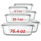 Vtopmart 2.26L/76oz Extra Large Glass Food Storage Containers with Lids, 6 pack Meal Prep Container Set, Airtight Lunch Boxes with Snap Locking Lids for Microwave, Oven, Freezer, Dishwasher - size: 6pack mixed sizes
