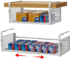 AmonHouseware 2Pack Under Shelf Basket, Adjustable Hanging Under Cabinet Shelf Storage, Hanging Holder Length Stretchable 14.9-22.6Inch for Kitchen Pantry Desk Counter Bookshelf Cupboard (White) - color: White