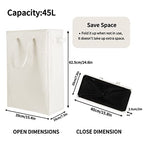 Odonata Slim Laundry Hamper Handles Collapsible Laundry Basket Thin Dirty Clothes Basket Narrow Laundry Bag Foldable Dirty Hamper 45L (Beige) - color: Beige