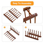 HBlife 6 Slots Teak Dish Plate Bowl Cup Book Pot Lid Cutting Board Drying Rack Stand Drainer Storage Holder Organizer Kitchen Cabinet（Keep Dry） - color: Teak 6 Slots 1pcs