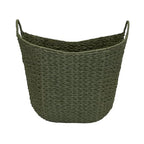 Household Essentials Natural Woven Wicker Storage Basket with Handles - color: Green Paper Rope