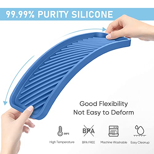 EG-SIPRO Kitchen Sink Organizer Tray,Sponge Holder for Kitchen Sink Bathroom Counter Tray Sponge Caddy Silicone Soap Holder for Soap dispenser, Bottle, Dishwashing Accessories(2-pack) - color: Bblu, size: 9×3.7inch