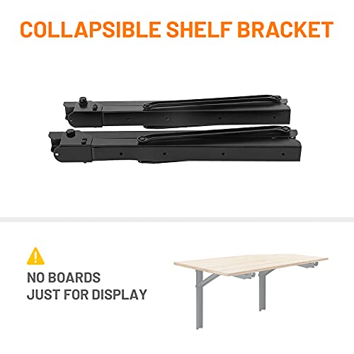 Wallmaster 24inch Folding Shelf Brackets Garage Heavy Duty Steel Max Load 500lb Floating Wall Mounted Collapsible Shelf Bracket Space Saving (Pack of 2, No Board) - style: 2 Pack