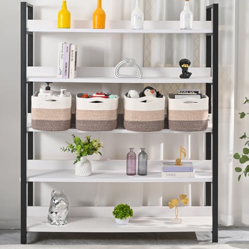ICERZCZ Storage Baskets for Organizing & Shelves, Woven Cotton Rope Organization Bins for Dog Toys, Clothes, Books, Nursery Organizer, 15"Lx11"Wx9.5"H, (4 Packs) Gradient Brown - color: Gradient Brown, size: 15"(L)×11"(W)×9.5"(H)