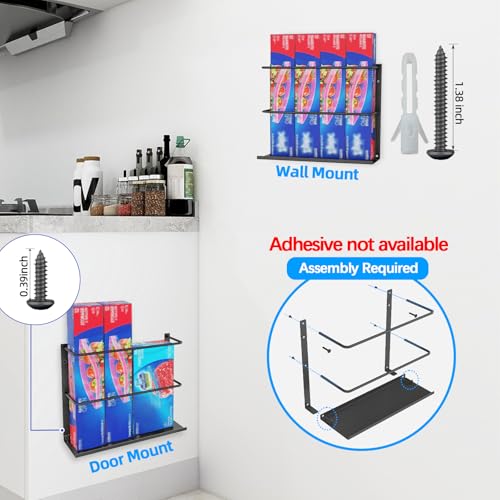 Gypie Kitchen Wrap Organizer Door Mount, Aluminum Foil Holder Cabinet Door Organizer Cabinet Storage Basket for Kitchen Wrap/Food Bag Storage, Black - color: Black, size: 1 Pack