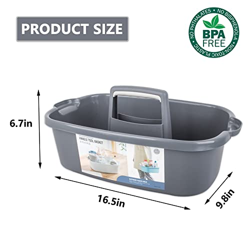 JiatuA Large Cleaning Supplies Caddy Portable Shower Basket Supply Organizer with Handle Plastic Bucket Tool Storage for Bathroom, Bedroom, Kitchen, College Dorm, Garden, Dark Gray - color: Dark Gray, size: Large, 1pc