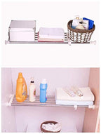 BAOYOUNI Expandable Closet Tension Shelf Rod Organizer Adjustable Storage Rack Heavy Duty Clothes Hanger Metal Space Saving Divider for Bathroom Kitchen Cupboard Wardrobe Bookshelf 32''-46'', Ivory - size: (32.28-46.06) IN