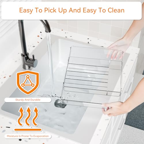 Yieach Clear Expandable Silverware Drawer Organizer,9.4-15.6In Adjustable Silverware Tray for Drawer,Acrylic Kitchen Utensil Drawer Organizer for Cutlery,Flatware Organizers and Fork and Spoon Holder - size: M - 9.4 to 15.6