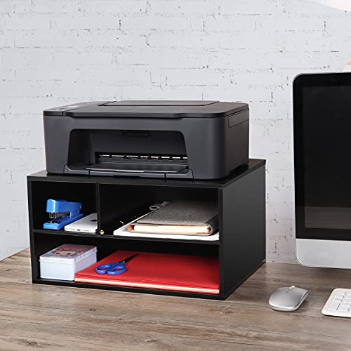 EMERIT Printer Stand Shelf with Storage Wood Desk Paper Organzier for Home/Office,Printer Riser, 2 Tire - color: Black, size: Medium