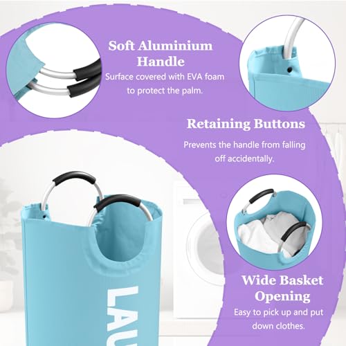 95L 3Pack Large Laundry Hamper, Foldable Laundry Basket with Handles, Dirty Clothes Basket in 600D Oxford Fabric, Clothes Hampers for Bedroom, Living Room, Bathroom, Purple + Navy Blue + Blue - color: Purple + Navy Blue + Blue, size: L-95L