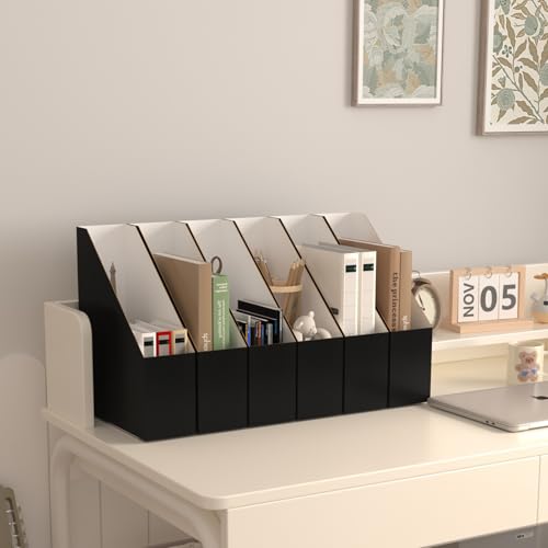 EXYGLO 12 Pack Black Magazine File Holder, Cardboard Magazine Rack with Label, Foldable Storage Organizer Box for Book, Documents, 9.9x3.3x12 Inches - color: Black