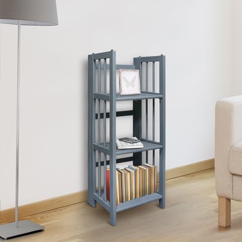 Casual Home 3-Shelf Folding Bookcase, 14" Wide, Slate Gray - color: Slate Gray