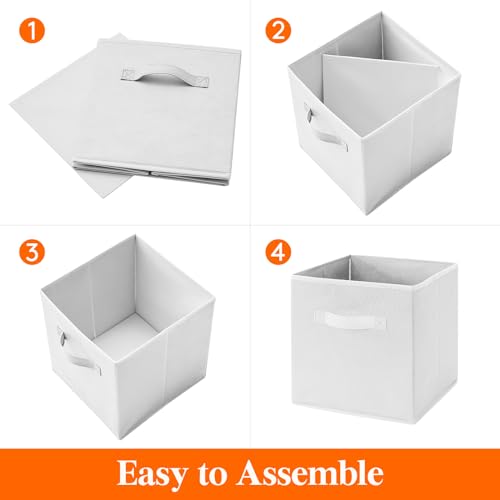 Lifewit Storage Cubes, Foldable Decorative Fabric Storage Baskets for Organizing Home Organizers with Handles for Shelves, Closet, 11 Inch Bins, 18L White, 12 Packs - color: White, size: 12pcs-11INCH