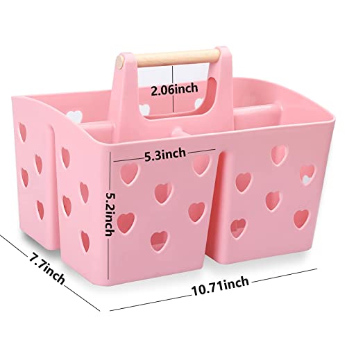 Anyoifax Portable Shower Caddy Plastic Shower Basket Organizer Divided Bathroom Caddy Storage Cleanning Caddy Tote with Handle for College, Dorm Room, Kitchen, Pink - color: Pink