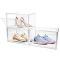 3 Pack Clear Acrylic Sneaker Shoe Display Case,Shoe Storage Boxes Stackable,Acrylic Boxes for Shoes Display with Lid,Boot Storage Organizer for Tall Boot,Purse Handbag Organizer for Closet - style: 14.2"L x 10.6"W x 8.7"H - 3 Pack