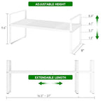 Expandable Kitchen Cabinet Shelf Organizer Rack Heavy Duty Metal Spice Rack Stackable Kitchen Counter Storage Shelf for Cabinet Pantry Bathroom (White- 16.5"-27" L x 8" W x 9.6" H - 1Pack) - color: White- 16.5"-27" L X 8" W X 9.6" H - 1pack
