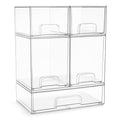 Sorbus Acrylic Storage Containers - 5 Pack, Stackable Storage Bins Set for Bathroom Organization - Clear Acrylic Drawer Organizers - Makeup Case Pull-Out Drawers (7.6’’ and 4.4’’ Tall and 12.1’’ Wide) - size: 5 Pack, Complete Set