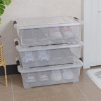 20 Quart Plastic Under Bed Storage Box, Stackable Nestable Organizer Bin with Wheels, Multi-Purpose Closet Organizer Storage Containers (3 Pack) - size: 20 Quart