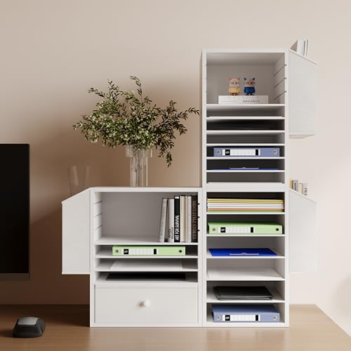 Unionly Office Mail Sorter, Wooden Paper Organizer with Storage Bag, 10 Tier Adjustable Classroom Mailbox, Removable Classroom Organization, Teacher Desk Organization for Office, Study, White - color: White, size: 10 Slots